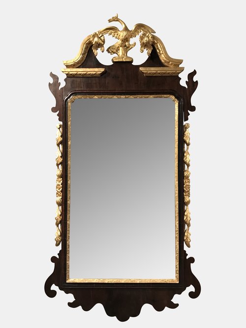 19th c Gilt And Mahogany Wall Mirror
