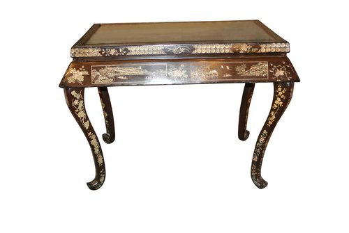 19th c Japanned Mirror Top Console Table