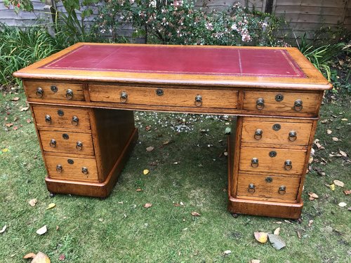 Antique Golden Oak Three Part Desk