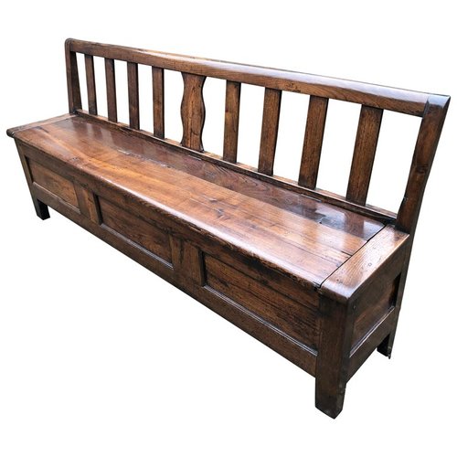 Large Antique French Chestnut Bench