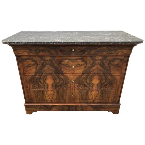 Louis Philippe Walnut and Marble Commode