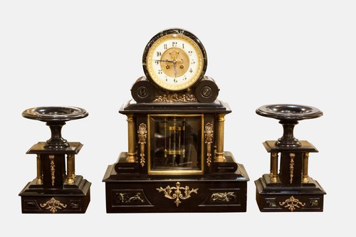 Marble & Slate French Clock Garniture
