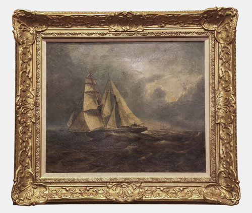 Oil On Canvas 'Schooner In Full Sail'