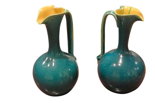 Pair Antique Art Nouveau Linthorpe Ewers