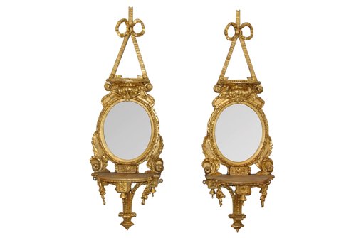 Pair Of Antique Gilt Mirror Sconces
