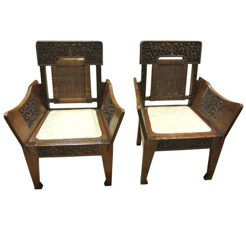 Pair Of Silk Road Hardwood Chairs