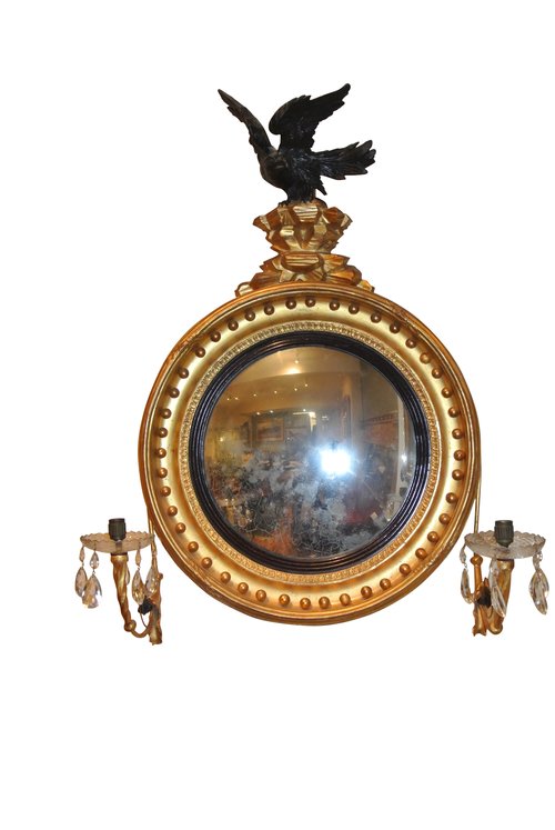 Regency Eagle Crested Convex Mirror