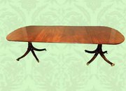 antique furniture Superb Mid-century Mahogany Twin Pillar Dining Table