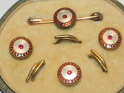 vintage vanity and fashion accessories Edwardian Gold & Ruby Enamel Dress Studs