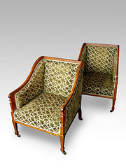 Pair of inlaid Satinwood chair