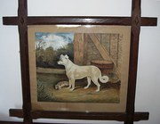 Antique watercolour of Dog wit