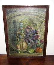 Oil painting still life of win