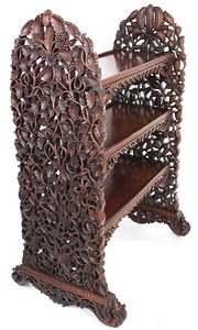 antique furniture carved burmese rosewood 3 tier Carved Burmese rosewood 3 tier