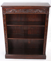 Carved oak open bookcase