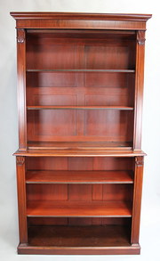 Large mahogany open bookcase