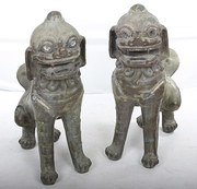 Pair of bronze chinese temple