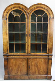 Rare yew wood glazed bookcase