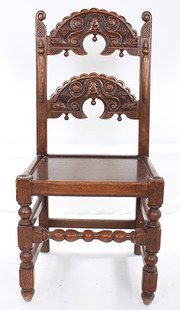 Set of 10 carved oak chairs