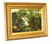 19thC Oil painting The picnic