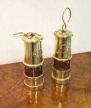 Two Brass Miners Lamps Paraffi
