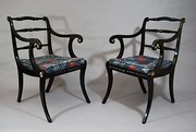 Pair of Regency ebonised open