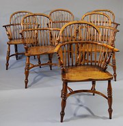 Set of six yew wood lowback wi