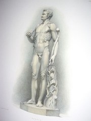 antique art, paintings, pictures etching of a marble nude sculp ETCHING OF A MARBLE NUDE SCULP