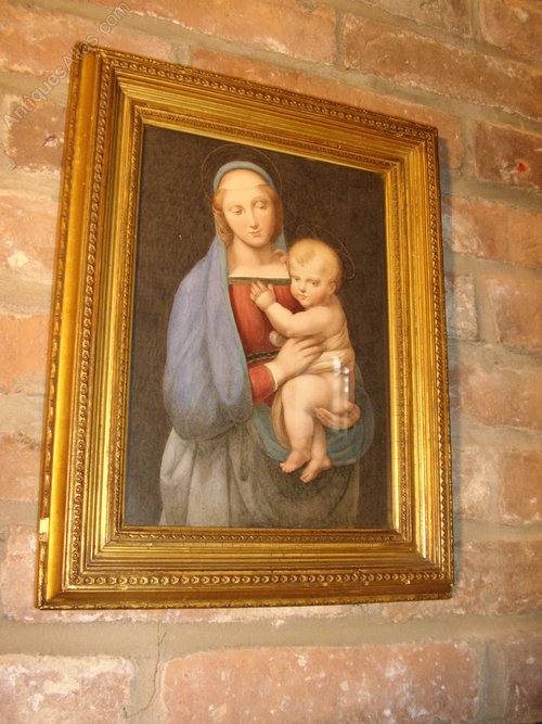 Antique Madonna & Child 19th Century Watercolour Painting Madonna & Child 19th Century Watercolour Painting