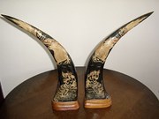 PAIR OF CHINESE DECORATED BUFF