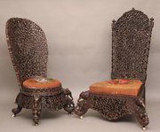 antique furniture pair carved chairs Pair carved chairs