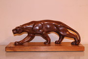 ART DECO CARVED WOOD PANTHER
