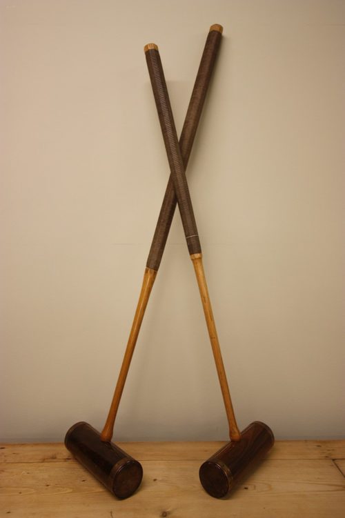 Antique His & Hers Jaques of London Croquet Mallets.