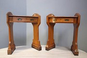 Pair of Antique Oak Convex Sha