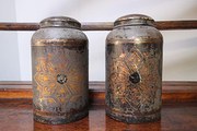 Pair of Antique Toleware Tea C
