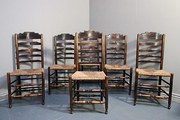Set of Six Antique Ladder Back