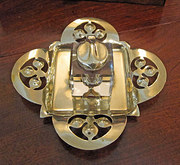 antique desk furniture / accessories art nouveau brass inkwell on s Art Nouveau Brass Inkwell On S