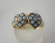 Beautiful Opal Double Heart Ri