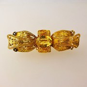 Citrine Gold Filigree Bow Broo