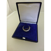 Diamond Moon Crescent Brooch