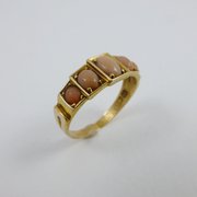 antique jewellery edwardian five stone coral rin Edwardian Five Stone Coral Rin