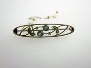 Nice Aqua  Pearl Bar Brooch  9