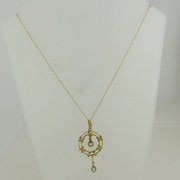 antique jewellery victorian aqua pearl pendant Victorian Aqua Pearl Pendant