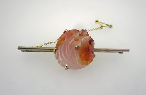 Antique Victorian Jade Brooch - 9ct Victorian Jade Brooch - 9ct