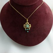 antique jewellery victorian turquoise pearl pen Victorian Turquoise Pearl Pen