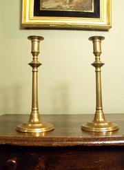 18th C Brass Candlesticks