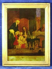antique art, paintings, pictures 19th c print on glass 19th C Print on Glass
