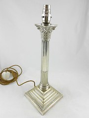 19th C Silver Plated Lamp Base