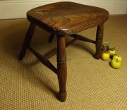 antique furniture early 19th c elm stool Early 19th C Elm Stool
