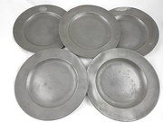 Set of Five 18th C Pewter Plat