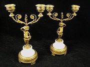 Pair of Gilt and Marble Candlesticks